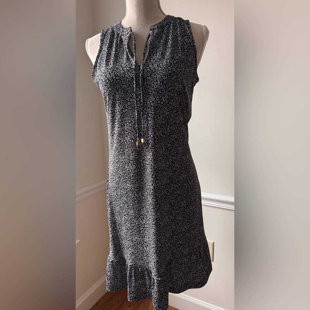 Michael Kors Black White Floral Drop Waist Dress Size Small